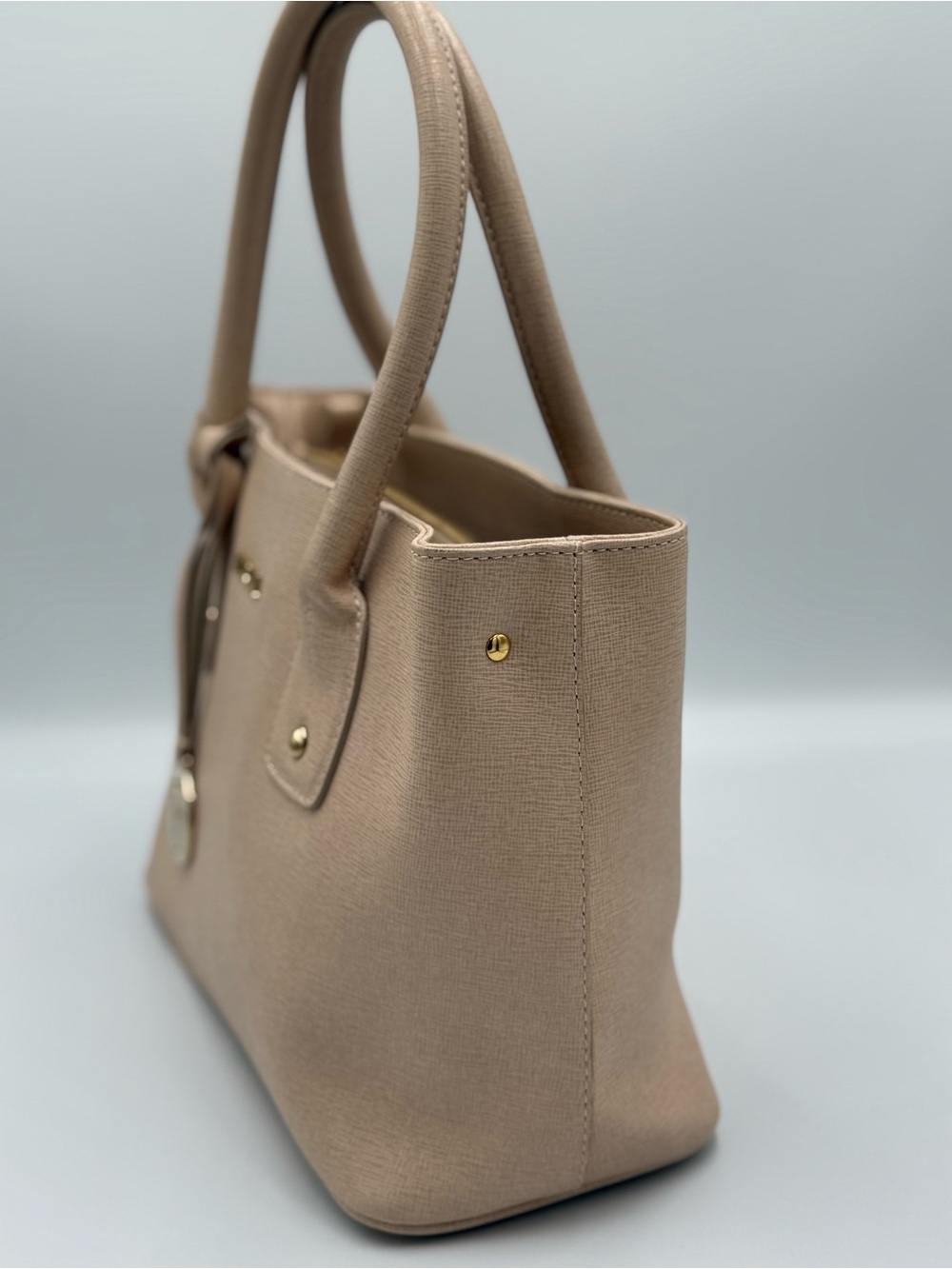Furla Beige Saffiano Leather Tote Bag with Gold Hardware - Picture 3 of 9